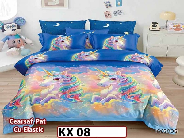 Lenjerie din finet 4 piese 1 Persoana Cearceaf cu Elastec - KX 08 Lenjerie din finet 4 piese 1 Persoana Cearceaf cu Elastec - KX 08
