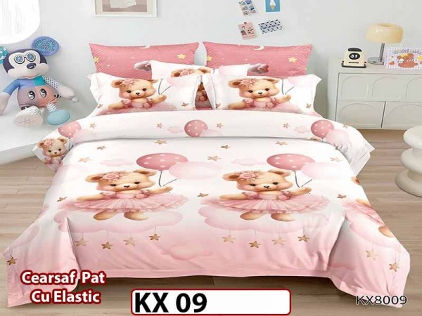 Lenjerie din finet 4 piese 1 Persoana Cearceaf cu Elastec - KX 09 Lenjerie din finet 4 piese 1 Persoana Cearceaf cu Elastec - KX 09