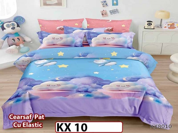 Lenjerie din finet 4 piese 1 Persoana Cearceaf cu Elastec - KX 10 Lenjerie din finet 4 piese 1 Persoana Cearceaf cu Elastec - KX 10