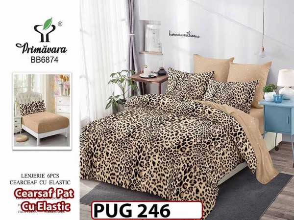 Lenjerie din finet 6 piese si cearceaf cu Elastic - PUG246 Lenjerie din finet 6 piese si cearceaf cu Elastic - PUG246
