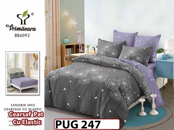 Lenjerie din finet 6 piese si cearceaf cu Elastic - PUG247 Lenjerie din finet 6 piese si cearceaf cu Elastic - PUG247