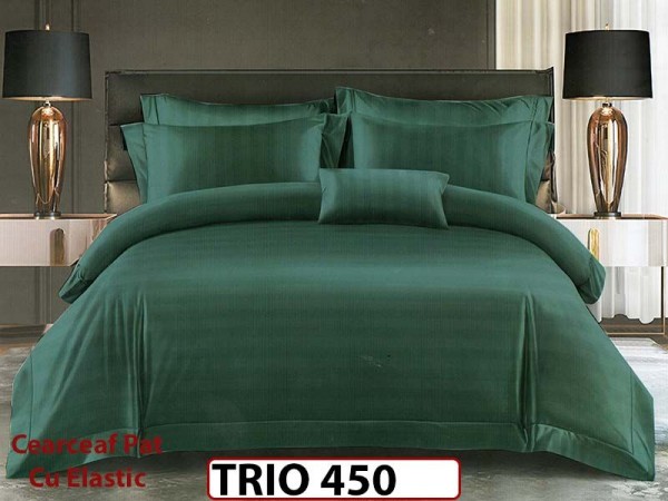 Lenjerie din damasc finetat  6 piese cearceaf cu elastic - TRIO450