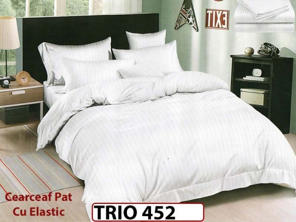 Lenjerie din damasc finetat  6 piese cearceaf cu elastic - TRIO452