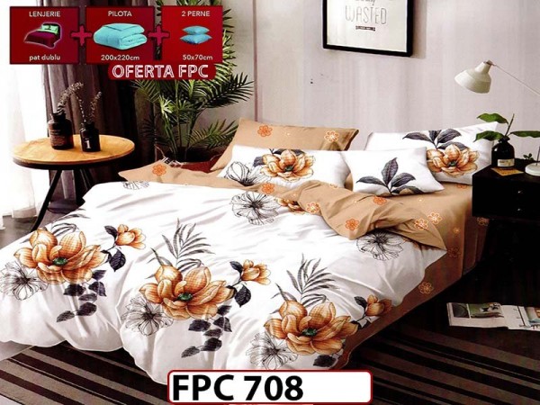 SET Lenjerie din Finet 6 Piese + Pilota 200x220cm + 2 Perne 50x70cm - FPC 708 SET Lenjerie din Finet 6 Piese + Pilota 200x220cm + 2 Perne 50x70cm - FPC 708