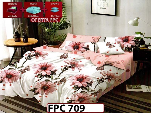 SET Lenjerie din Finet 6 Piese + Pilota 200x220cm + 2 Perne 50x70cm - FPC 709 SET Lenjerie din Finet 6 Piese + Pilota 200x220cm + 2 Perne 50x70cm - FPC 709