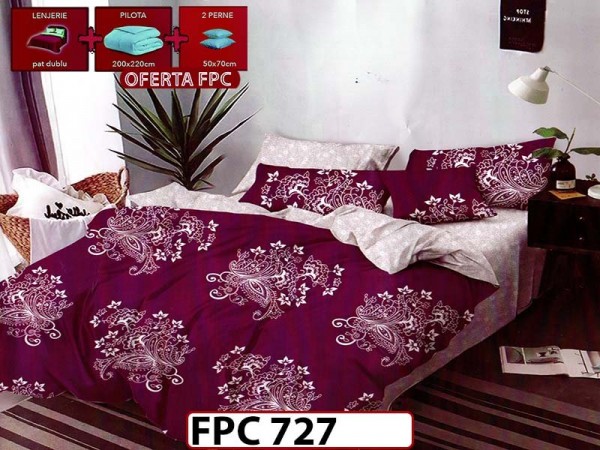 SET Lenjerie din Finet 6 Piese + Pilota 200x220cm + 2 Perne 50x70cm - FPC 727 SET Lenjerie din Finet 6 Piese + Pilota 200x220cm + 2 Perne 50x70cm - FPC 727