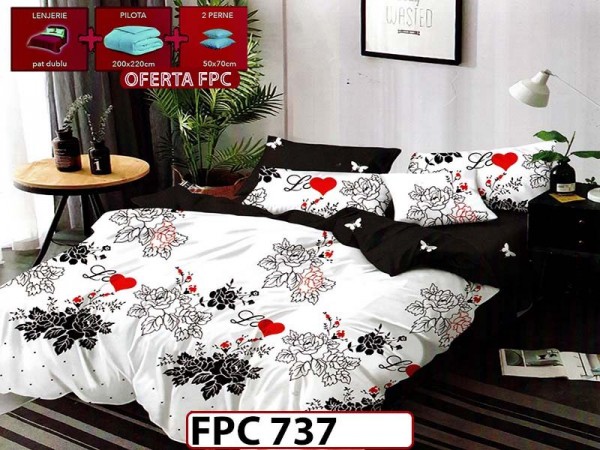 SET Lenjerie din Finet 6 Piese + Pilota 200x220cm + 2 Perne 50x70cm - FPC 737 SET Lenjerie din Finet 6 Piese + Pilota 200x220cm + 2 Perne 50x70cm - FPC 737