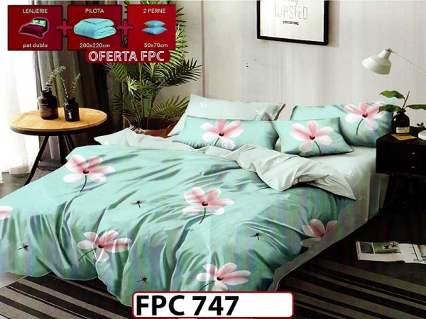 SET Lenjerie din Finet 6 Piese + Pilota 200x220cm + 2 Perne 50x70cm - FPC 747 SET Lenjerie din Finet 6 Piese + Pilota 200x220cm + 2 Perne 50x70cm - FPC 747