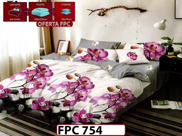 SET Lenjerie din Finet 6 Piese + Pilota 200x220cm + 2 Perne 50x70cm - FPC 754 SET Lenjerie din Finet 6 Piese + Pilota 200x220cm + 2 Perne 50x70cm - FPC 754