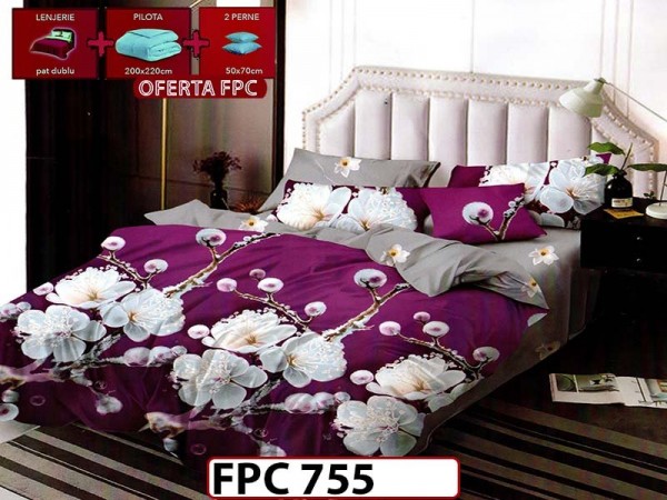 SET Lenjerie din Finet 6 Piese + Pilota 200x220cm + 2 Perne 50x70cm - FPC 755 SET Lenjerie din Finet 6 Piese + Pilota 200x220cm + 2 Perne 50x70cm - FPC 755