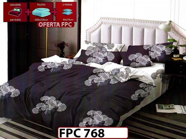 SET Lenjerie din Finet 6 Piese + Pilota 200x220cm + 2 Perne 50x70cm - FPC 768 SET Lenjerie din Finet 6 Piese + Pilota 200x220cm + 2 Perne 50x70cm - FPC 768