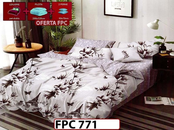 SET Lenjerie din Finet 6 Piese + Pilota 200x220cm + 2 Perne 50x70cm - FPC 771 SET Lenjerie din Finet 6 Piese + Pilota 200x220cm + 2 Perne 50x70cm - FPC 771
