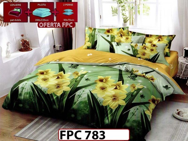 SET Lenjerie din Finet 6 Piese + Pilota 200x220cm + 2 Perne 50x70cm - FPC 783 SET Lenjerie din Finet 6 Piese + Pilota 200x220cm + 2 Perne 50x70cm - FPC 783