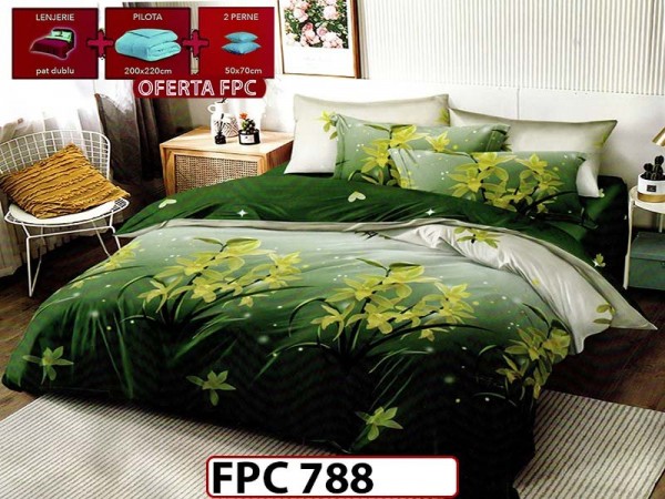 SET Lenjerie din Finet 6 Piese + Pilota 200x220cm + 2 Perne 50x70cm - FPC 788 SET Lenjerie din Finet 6 Piese + Pilota 200x220cm + 2 Perne 50x70cm - FPC 788