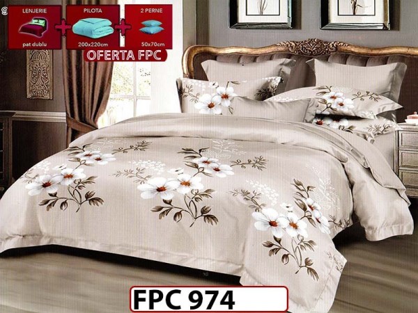 SET Lenjerie din Finet 6 Piese + Pilota 200x220cm + 2 Perne 50x70cm - FPC 974 SET Lenjerie din Finet 6 Piese + Pilota 200x220cm + 2 Perne 50x70cm - FPC 974