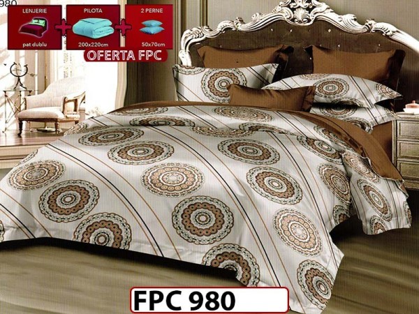 SET Lenjerie din Finet 6 Piese + Pilota 200x220cm + 2 Perne 50x70cm - FPC 980 SET Lenjerie din Finet 6 Piese + Pilota 200x220cm + 2 Perne 50x70cm - FPC 980