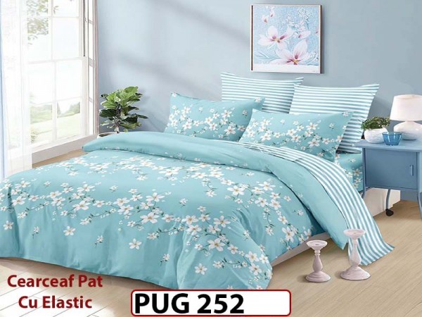 Lenjerie din finet 6 piese si cearceaf cu Elastic - PUG252 Lenjerie din finet 6 piese si cearceaf cu Elastic - PUG252