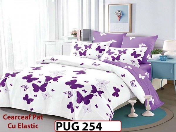 Lenjerie din finet 6 piese si cearceaf cu Elastic - PUG254 Lenjerie din finet 6 piese si cearceaf cu Elastic - PUG254