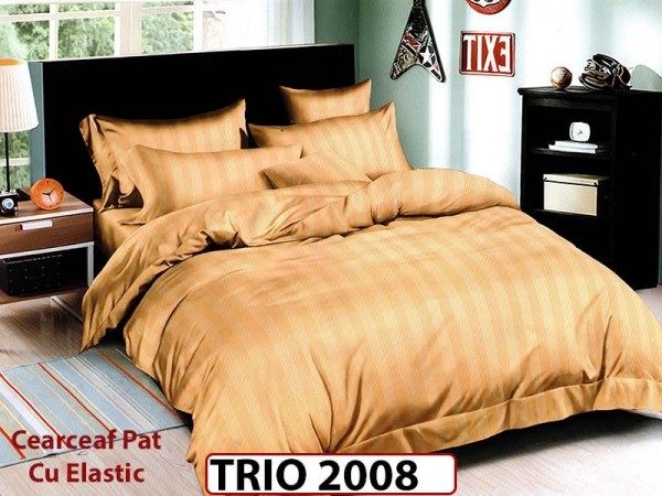 Lenjerie din damasc finetat 6 piese cearceaf cu elastic - TRIO2008 Lenjerie din damasc finetat 6 piese cearceaf cu elastic - TRIO2008