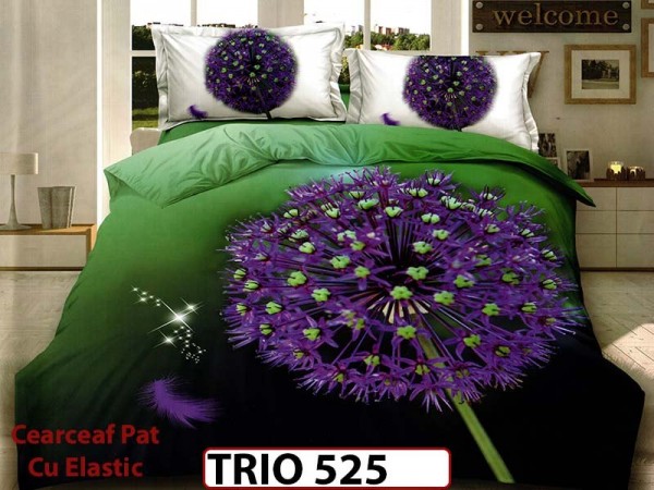 Lenjerie din FINET cu  6 piese cu cearceaf elastic - TRIO525