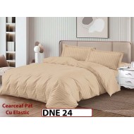 Lenjerie din damasc finet cu 4 piese, cearceaf cu elastic - DNE 24