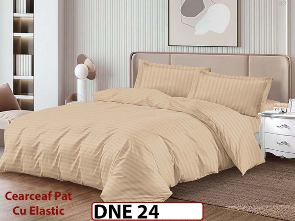 Lenjerie din damasc finet cu 4 piese, cearceaf cu elastic - DNE 24 Lenjerie din damasc finet cu 4 piese, cearceaf cu elastic - DNE 24