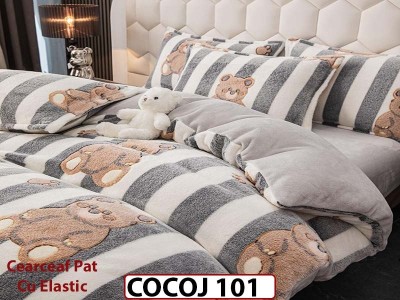 Lenjerie De Pat COCOLINO  cu Elastic 4 piese - COCOJ101 Lenjerie De Pat COCOLINO  cu Elastic 4 piese - COCOJ101