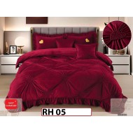 Lenjerie din catifea Brodata 6 piese cu Inimioare - RH05