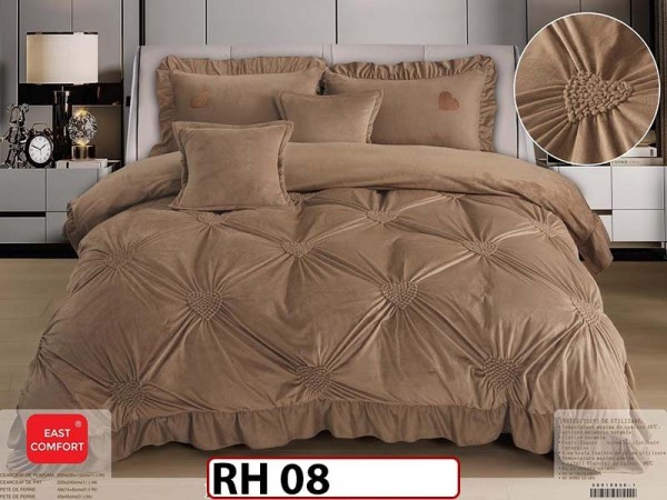 Lenjerie din catifea Brodata 6 piese cu Inimioare - RH08
