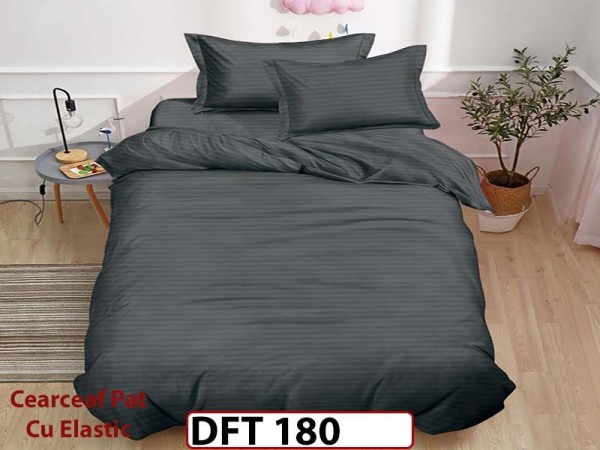 Lenjerie de pat din Damasc Finetat 1 Persoana cu Elastic - DFT180