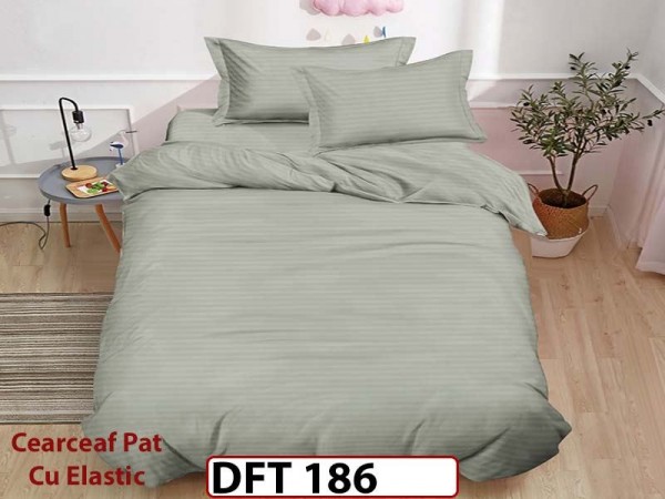 Lenjerie de pat din Damasc Finetat 1 Persoana cu Elastic - DFT186