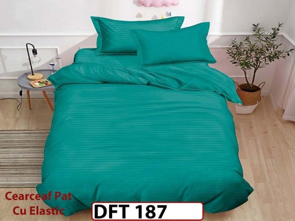 Lenjerie de pat din Damasc Finetat 1 Persoana cu Elastic - DFT187