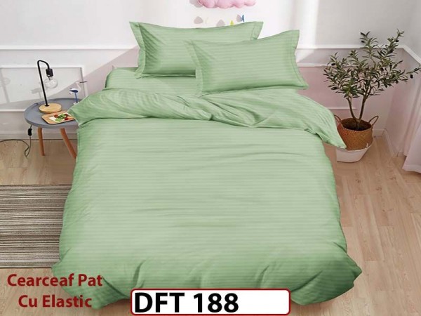 Lenjerie de pat din Damasc Finetat 1 Persoana cu Elastic - DFT188