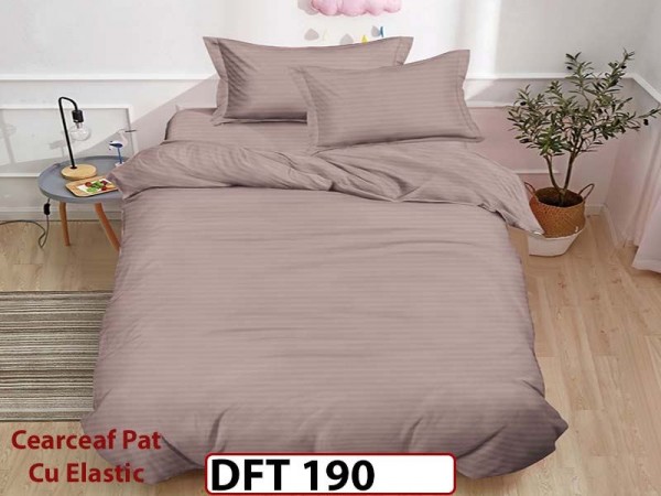 Lenjerie de pat din Damasc Finetat 1 Persoana cu Elastic - DFT190