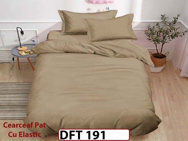Lenjerie de pat din Damasc Finetat 1 Persoana cu Elastic - DFT191