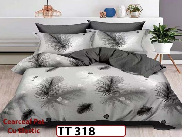 Lenjerie din finet 6 piese si cearceaf cu Elastic - TT 318
