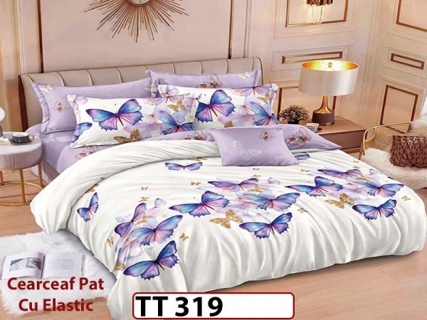 Lenjerie din finet 6 piese si cearceaf cu Elastic - TT 319