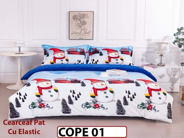 Lenjerie De Pat Cocolino de 2 Persoane CU ELASTIC 4 piese - COPE 01 Lenjerie De Pat Cocolino de 2 Persoane CU ELASTIC 4 piese - COPE 01