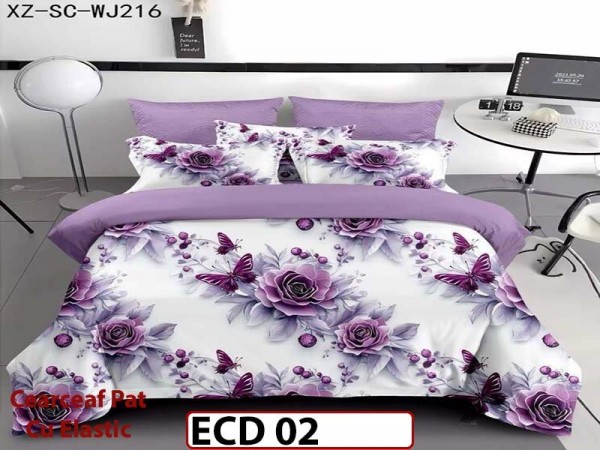 Lenjerie din finet 5D cu 6 piese si cearceaf cu elastic - ECD 02 Lenjerie din finet 5D cu 6 piese si cearceaf cu elastic - ECD 02