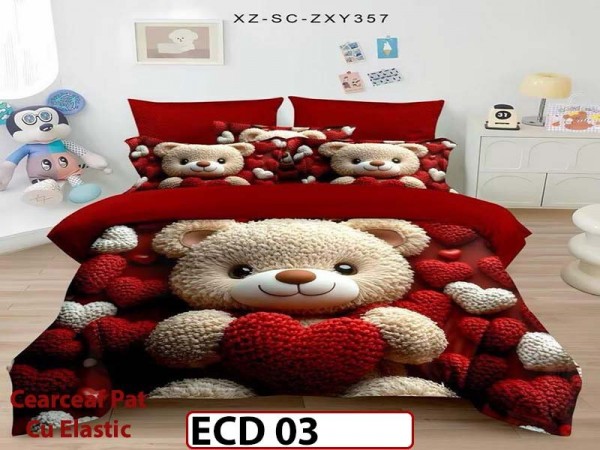 Lenjerie din finet 5D cu 6 piese si cearceaf cu elastic - ECD 03