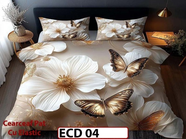 Lenjerie din finet 5D cu 6 piese si cearceaf cu elastic - ECD 04
