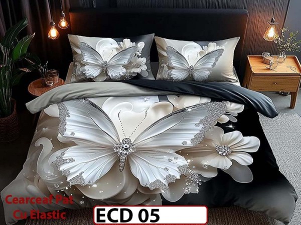 Lenjerie din finet 5D cu 6 piese si cearceaf cu elastic - ECD 05 Lenjerie din finet 5D cu 6 piese si cearceaf cu elastic - ECD 05