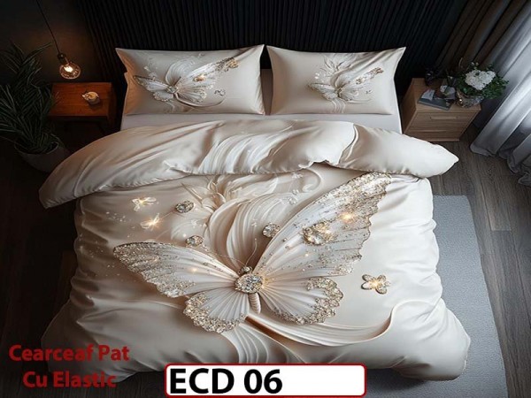 Lenjerie din finet 5D cu 6 piese si cearceaf cu elastic - ECD 06