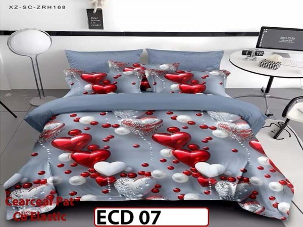 Lenjerie din finet 5D cu 6 piese si cearceaf cu elastic - ECD 07