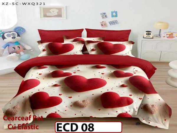 Lenjerie din finet 5D cu 6 piese si cearceaf cu elastic - ECD 08