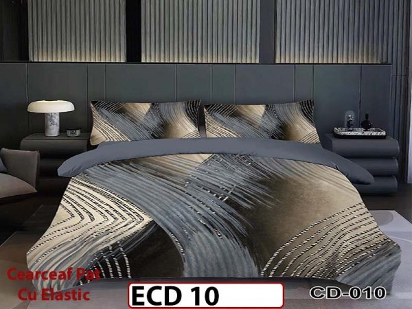 Lenjerie din finet 5D cu 6 piese si cearceaf cu elastic - ECD 10