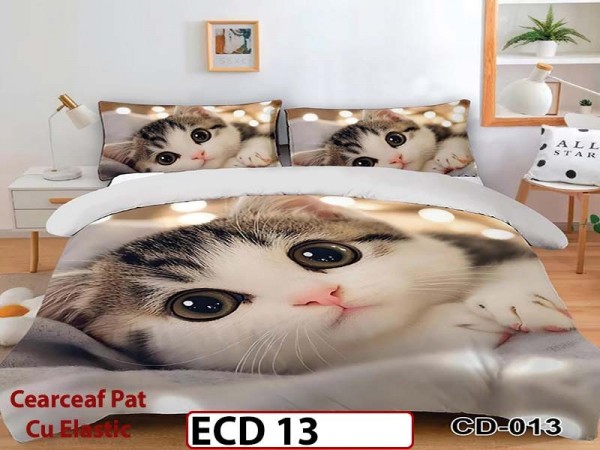 Lenjerie din finet 5D cu 6 piese si cearceaf cu elastic - ECD 13