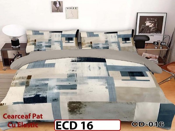 Lenjerie din finet 5D cu 6 piese si cearceaf cu elastic - ECD 16