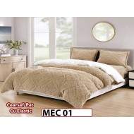 Lenjerie De Pat Cocolino Cu Blana Alba  si ELASTIC 4 piese - MEC 01