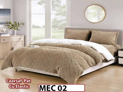 Lenjerie De Pat Cocolino Cu Blana Alba  si ELASTIC 4 piese - MEC 02